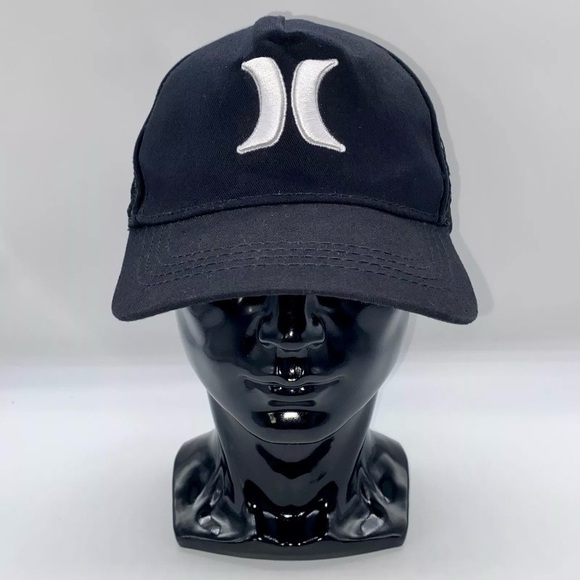 Hurley Trucker Cap Hat Adult Adjustable Snapback Mesh Back Black & White - Picture 1 of 11